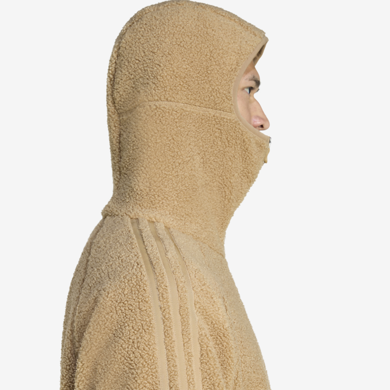 adidas Borg Fleece Quarter-Zip Hoodie Image 3 of 5. Tap to open photo gallery.