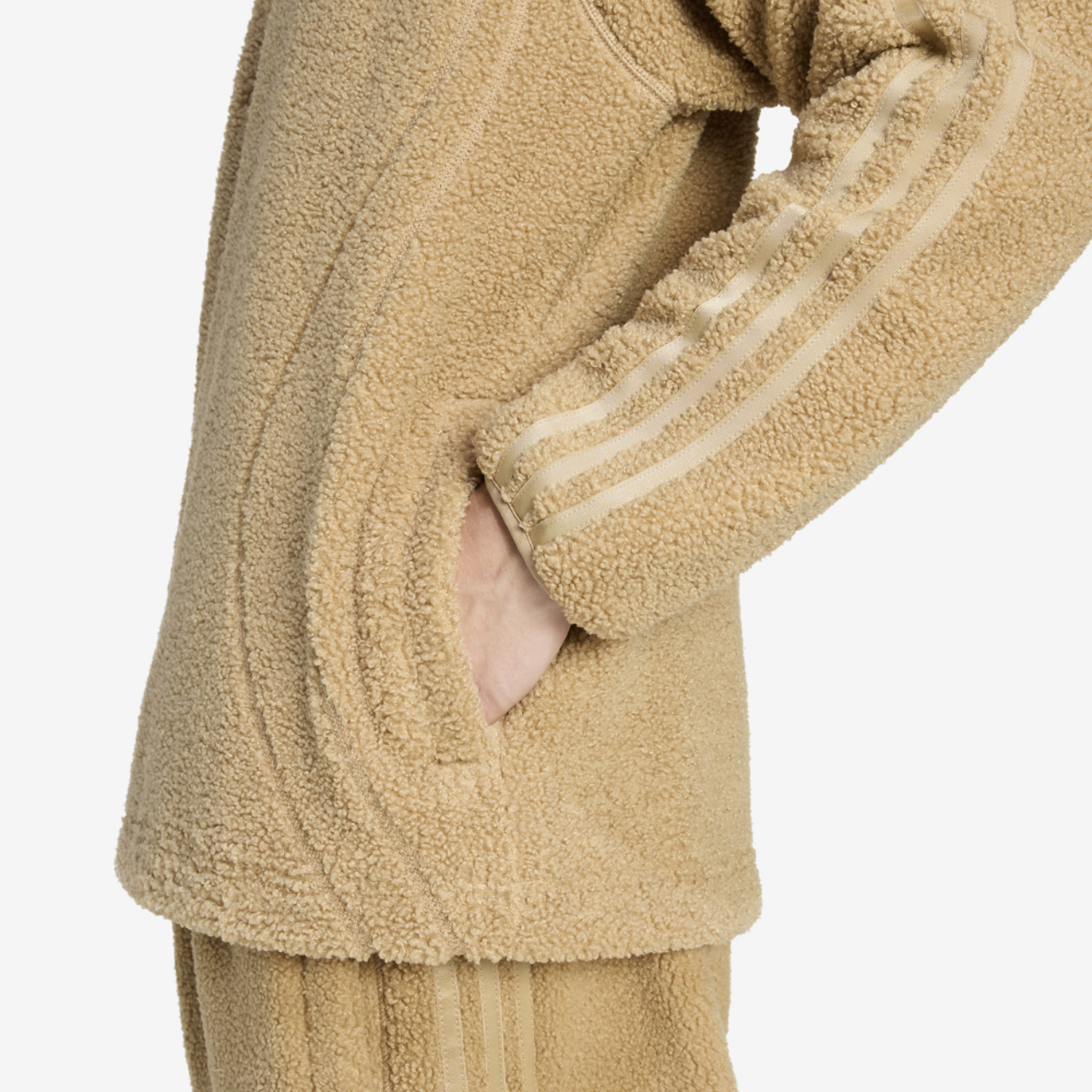adidas Borg Fleece Quarter-Zip Hoodie Image 4 of 5. Tap to open photo gallery.