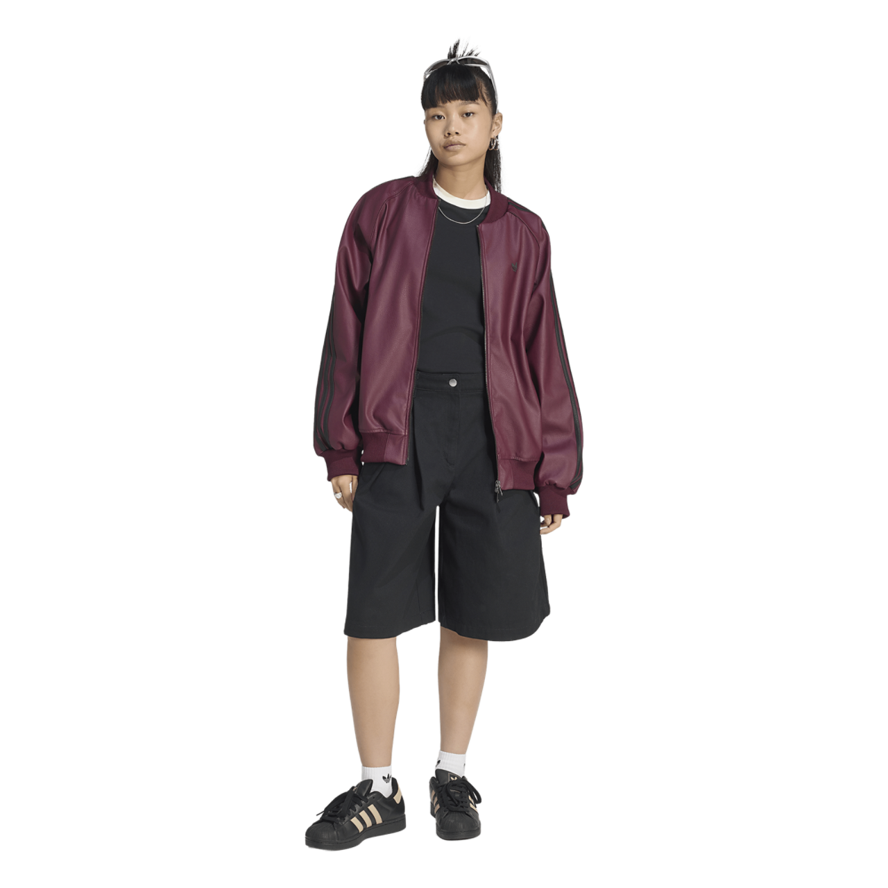  SST PLEATHER TRACK TOP ブルゾン MA-1 adidas Originals Pleather SST Oversized Track Top - Women's | Foot
