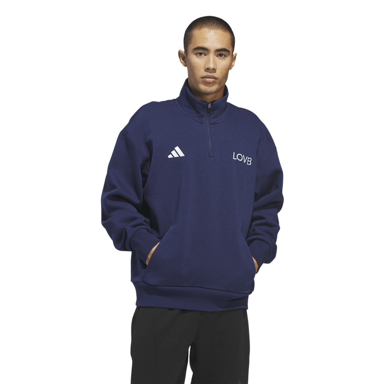 adidas Lovb Fleece Graphics Quarter-Zip Image 1 of 6. Tap to open photo gallery.