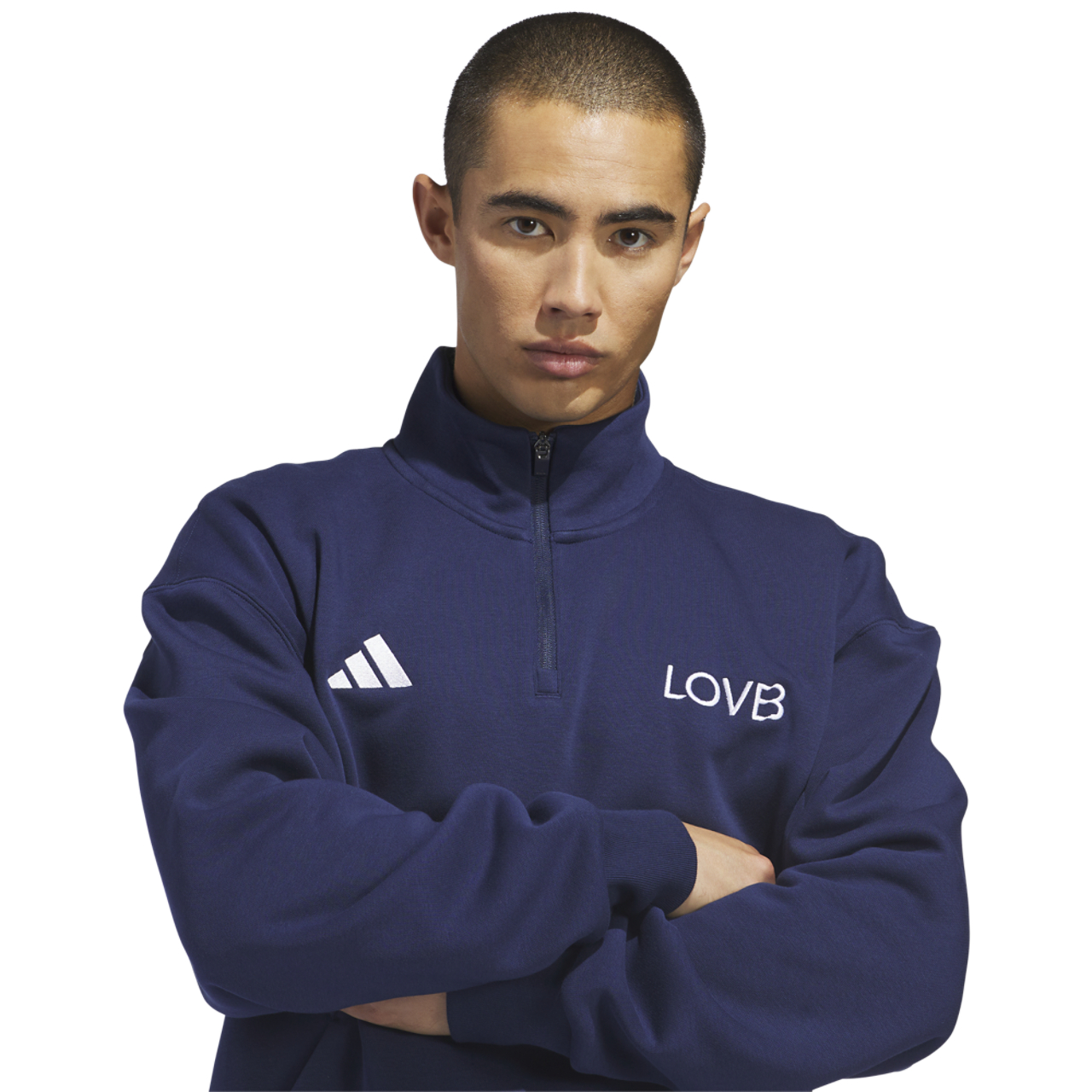 adidas Lovb Fleece Graphics Quarter-Zip Image 3 of 6. Tap to open photo gallery.
