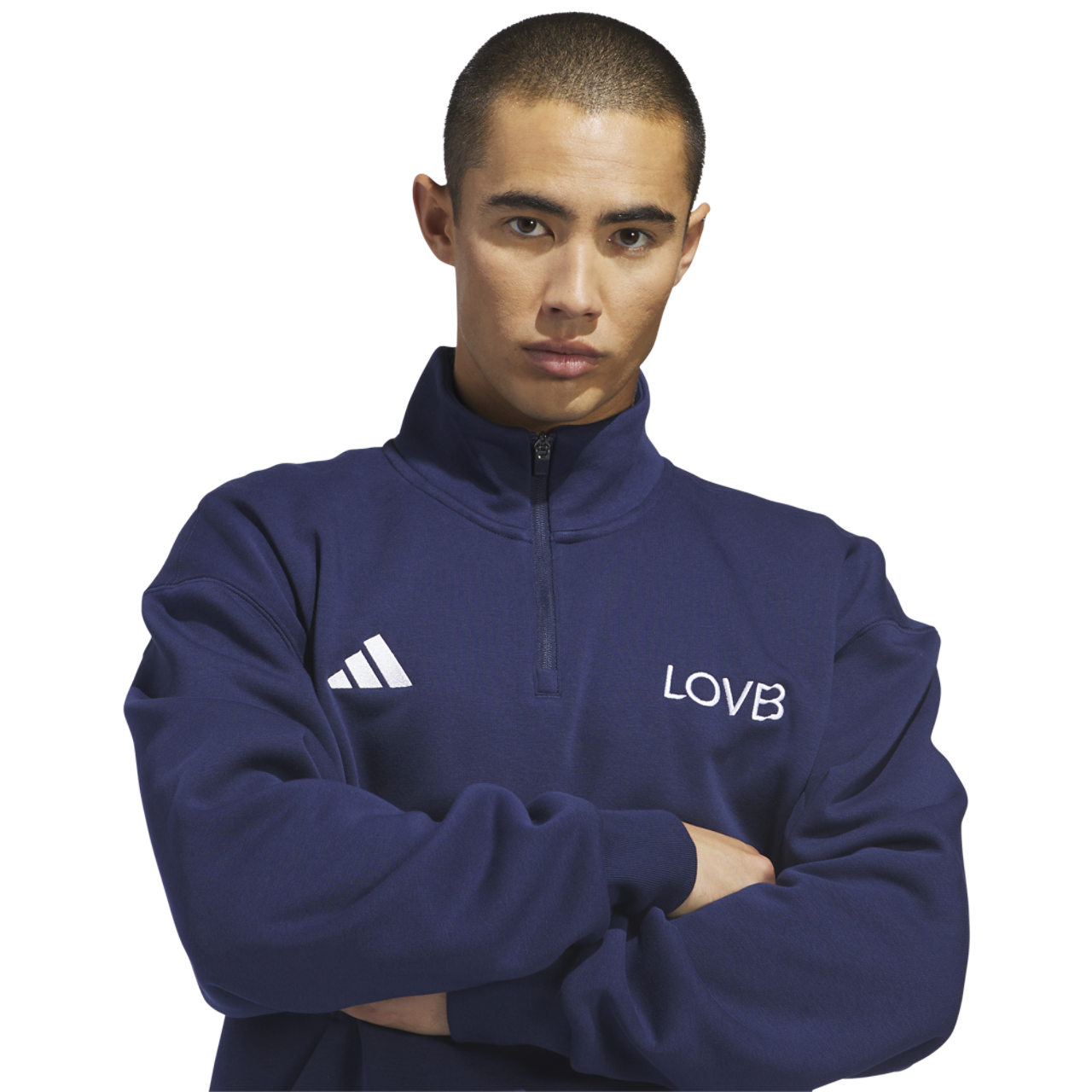 adidas Lovb Fleece Graphics Quarter-Zip Image 3 of 6. Tap to open photo gallery.