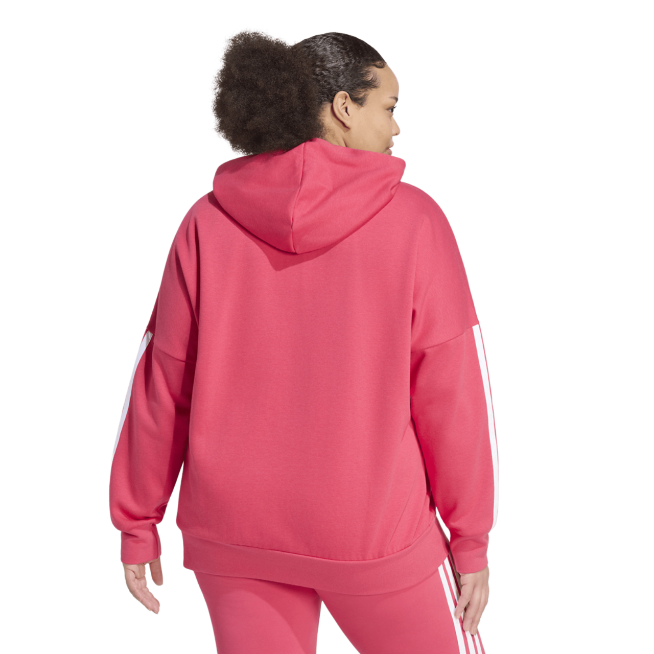 adidas Essentials 3-Stripe FZ Fleece Hoodie (Plus Size) - Women's