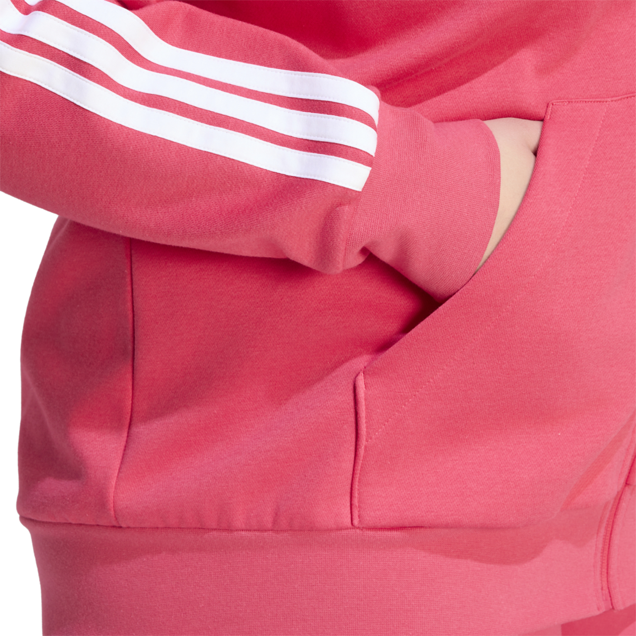 adidas Essentials 3-Stripe FZ Fleece Hoodie (Plus Size) - Women's