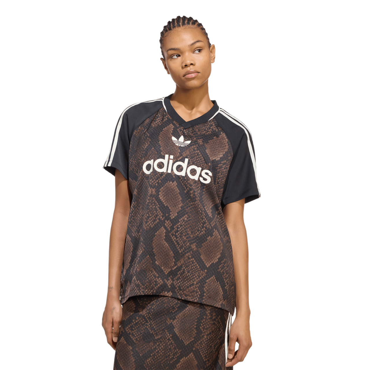 adidas Originals Snake Print Satin Short Sleeve Jersey - Women's
