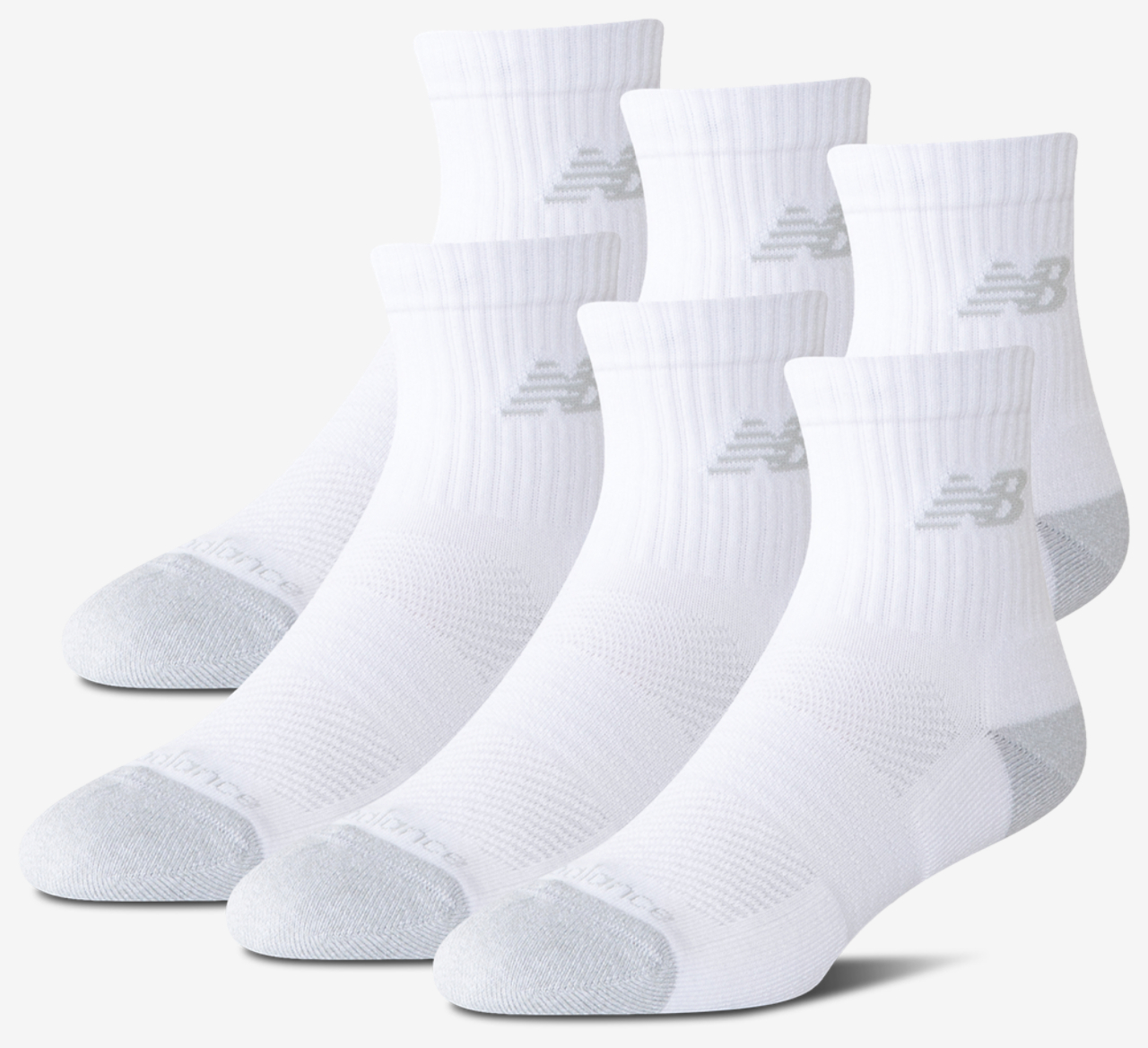 New Balance Active Cushion 6PK Quarter Socks Image 1 of 3. Tap to open photo gallery.