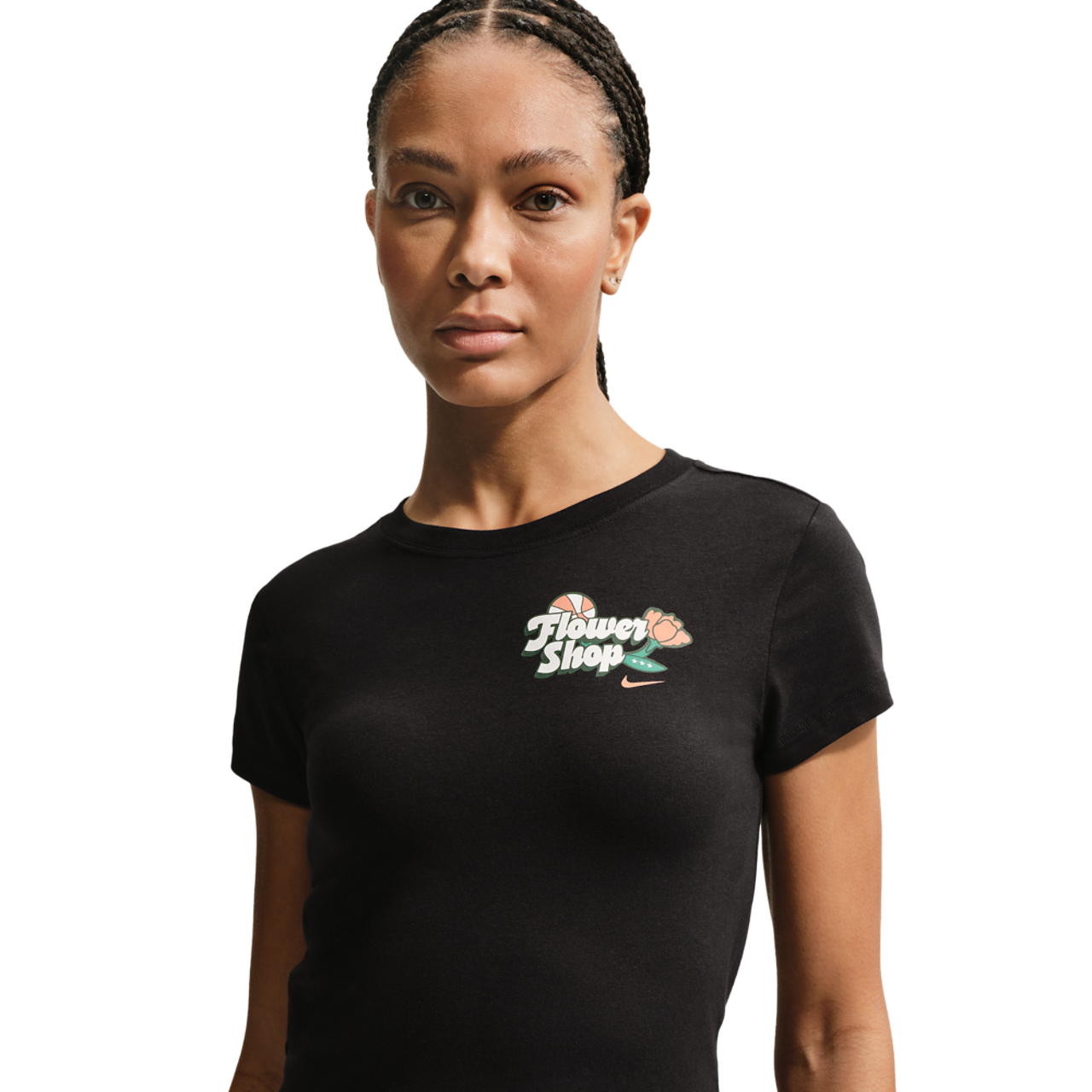 Nike Flower Shop Midcrop Tee Image 1 of 4. Tap to open photo gallery.