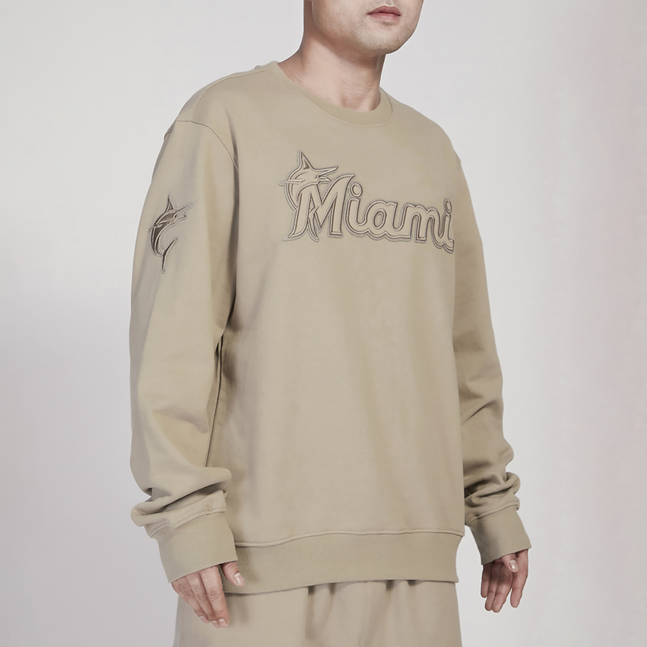 Pro Standard Marlins Tonal Fleece Crewneck Image 3 of 4. Tap to open photo gallery.