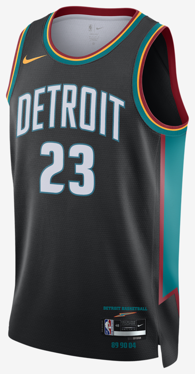 Nike Pistons Dri-FIT Swingman City Edition Jersey Image 1 of 2. Tap to open photo gallery.