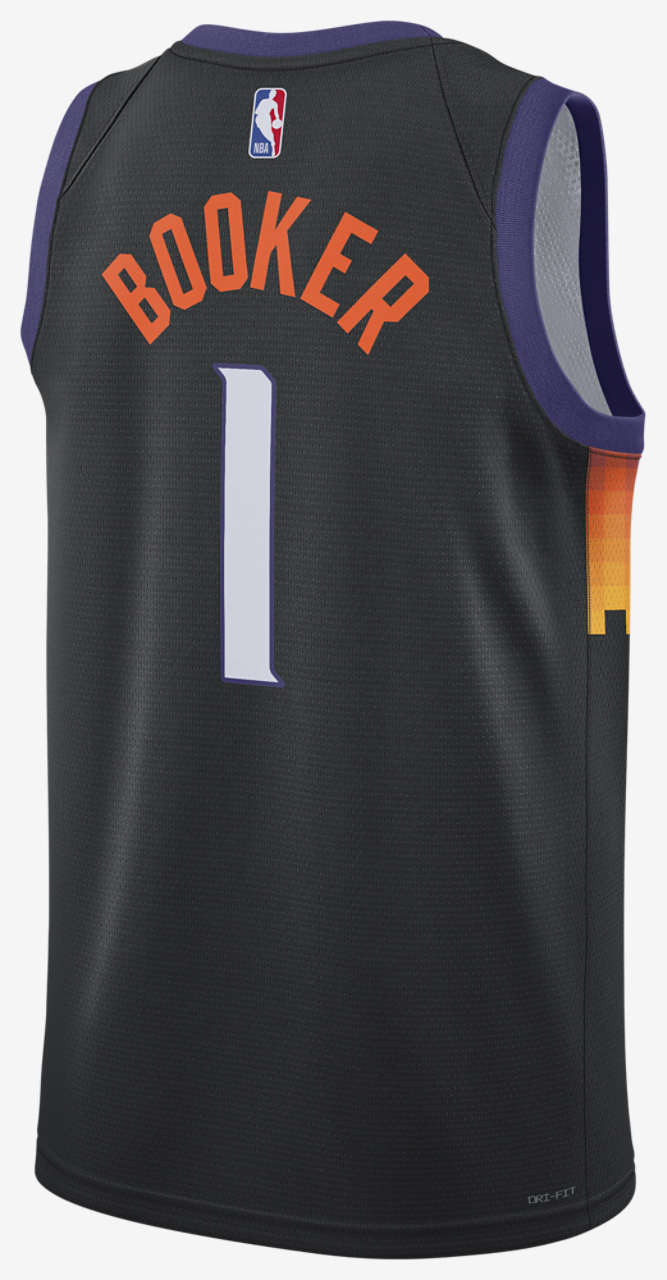 Nike Suns Dri-FIT Swingman City Edition Jersey Image 2 of 2. Tap to open photo gallery.