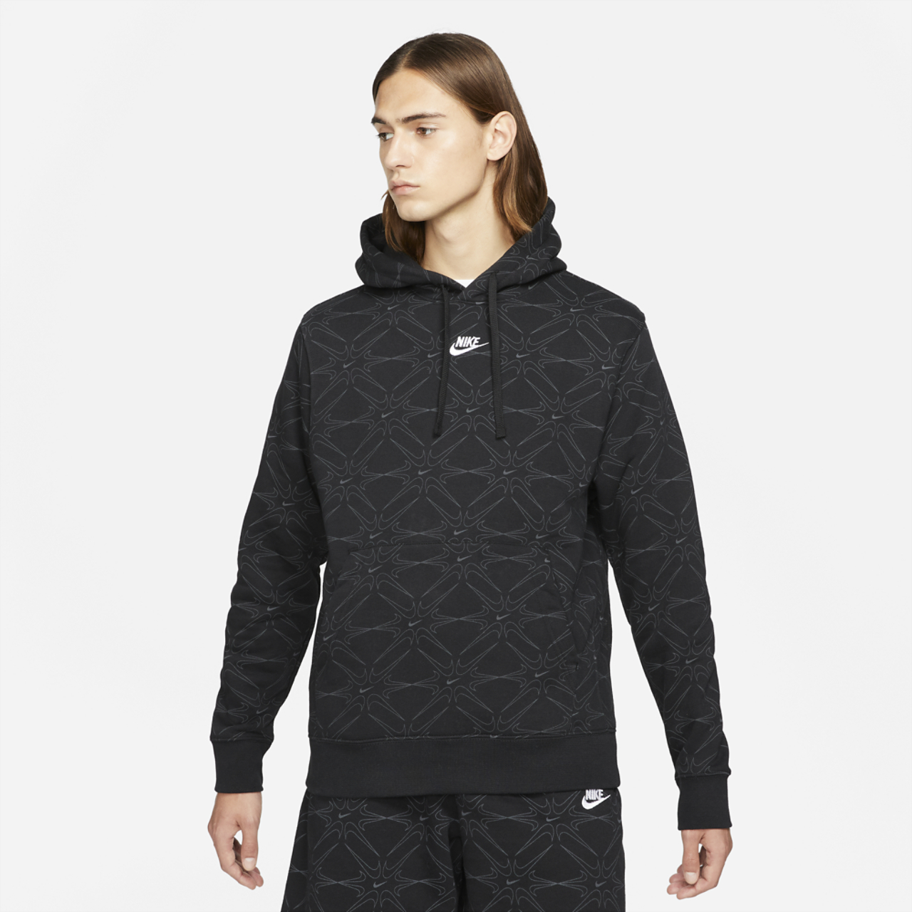 Nike AOP Gel Fleece Pullover Hoodie Image 1 of 4. Tap to open photo gallery.