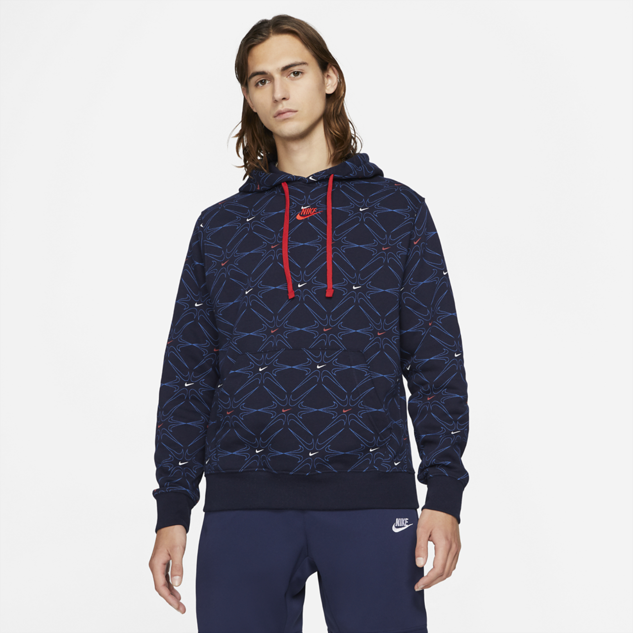Nike AOP Gel Fleece Pullover Hoodie Image 1 of 3. Tap to open photo gallery.
