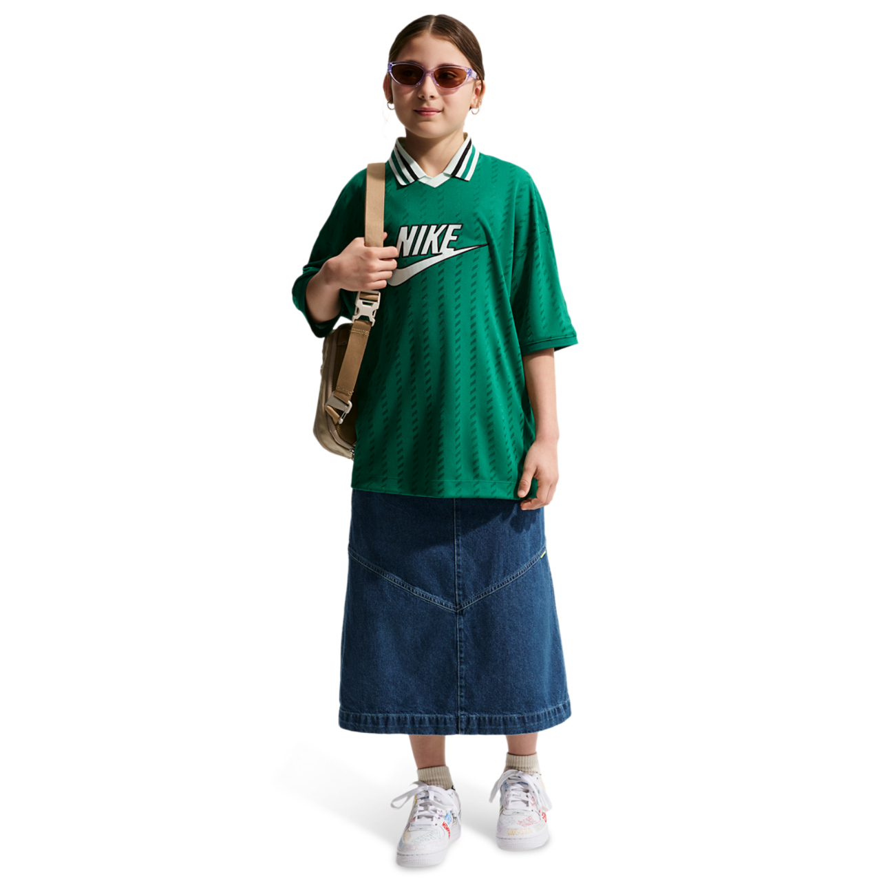 Nike NSW CLN Denim Mini Skirt Image 3 of 4. Tap to open photo gallery.