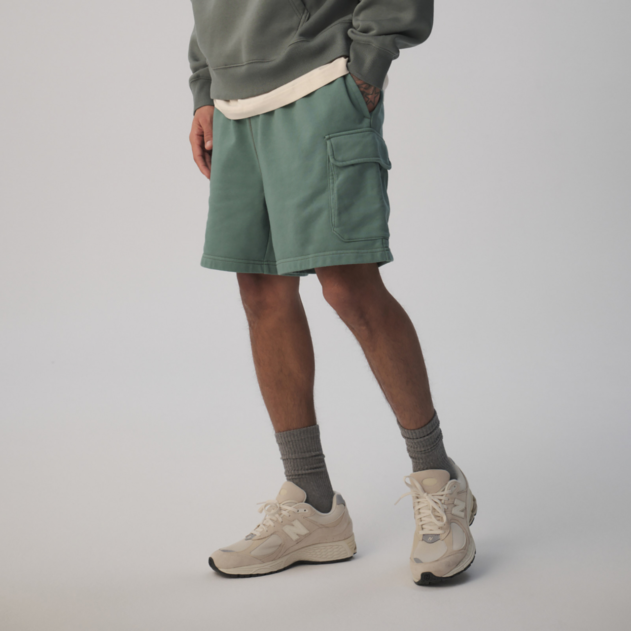 LCKR Based French Terry Cargo Shorts Image 3 of 5. Tap to open photo gallery.