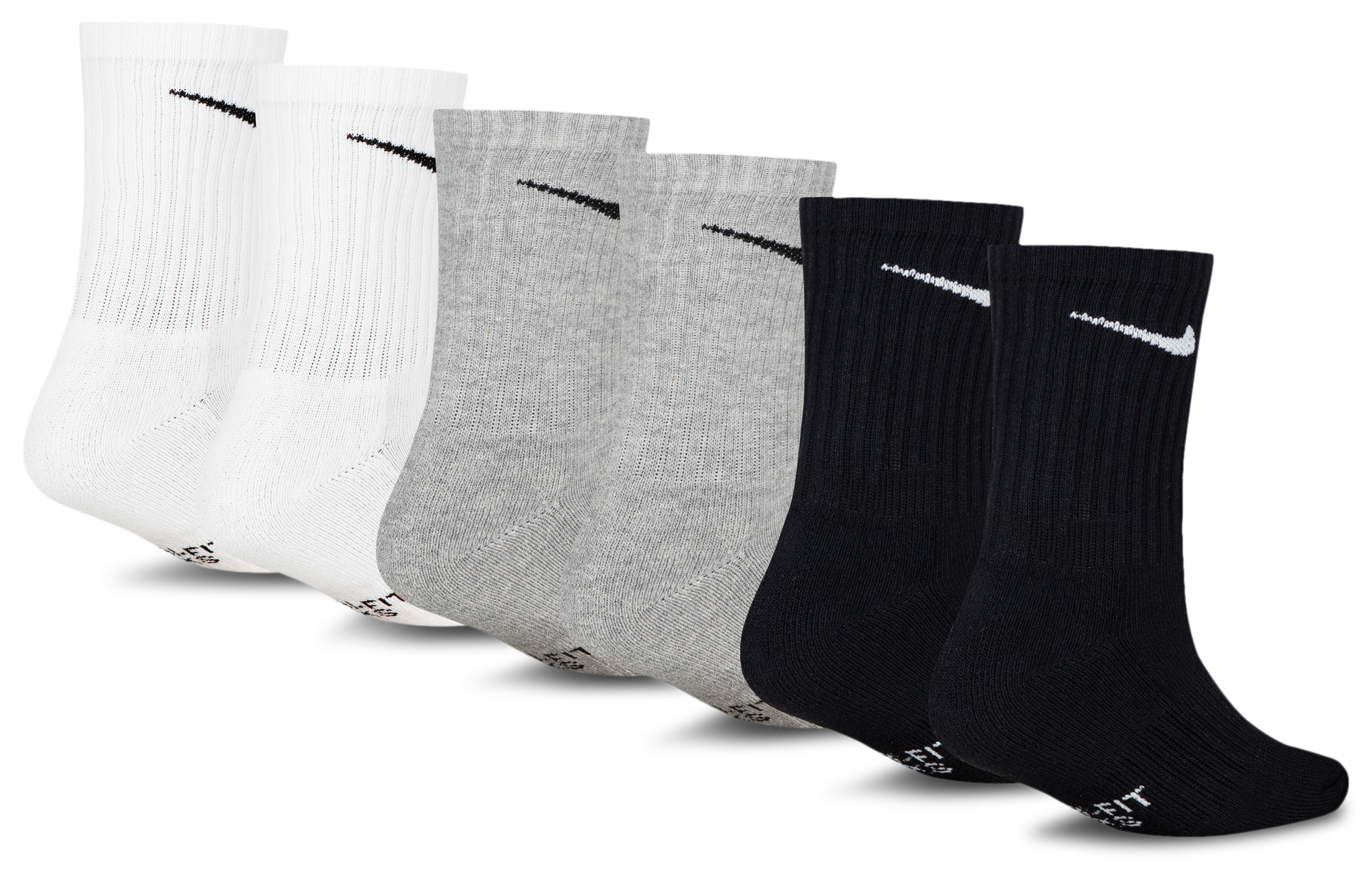 Nike 6 Pack Dri-FIT Performance Basic Crew Socks 童款 - Dark Grey Heather/Black - Image 2