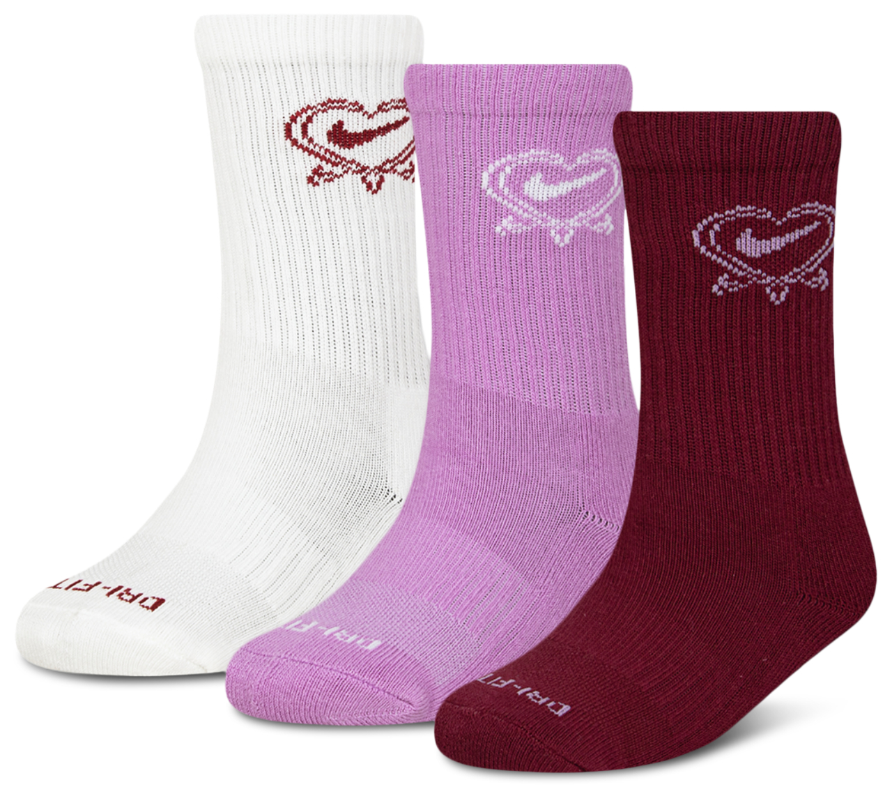 Nike Valentine's Day Crew Socks 3 Pack Image 1 of 4. Tap to open photo gallery.