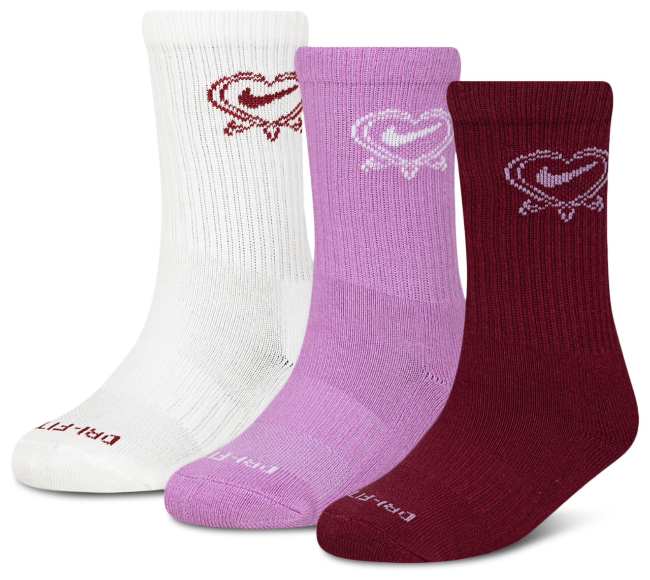 Nike Valentine's Day Crew Socks 3 Pack Image 1 of 4. Tap to open photo gallery.