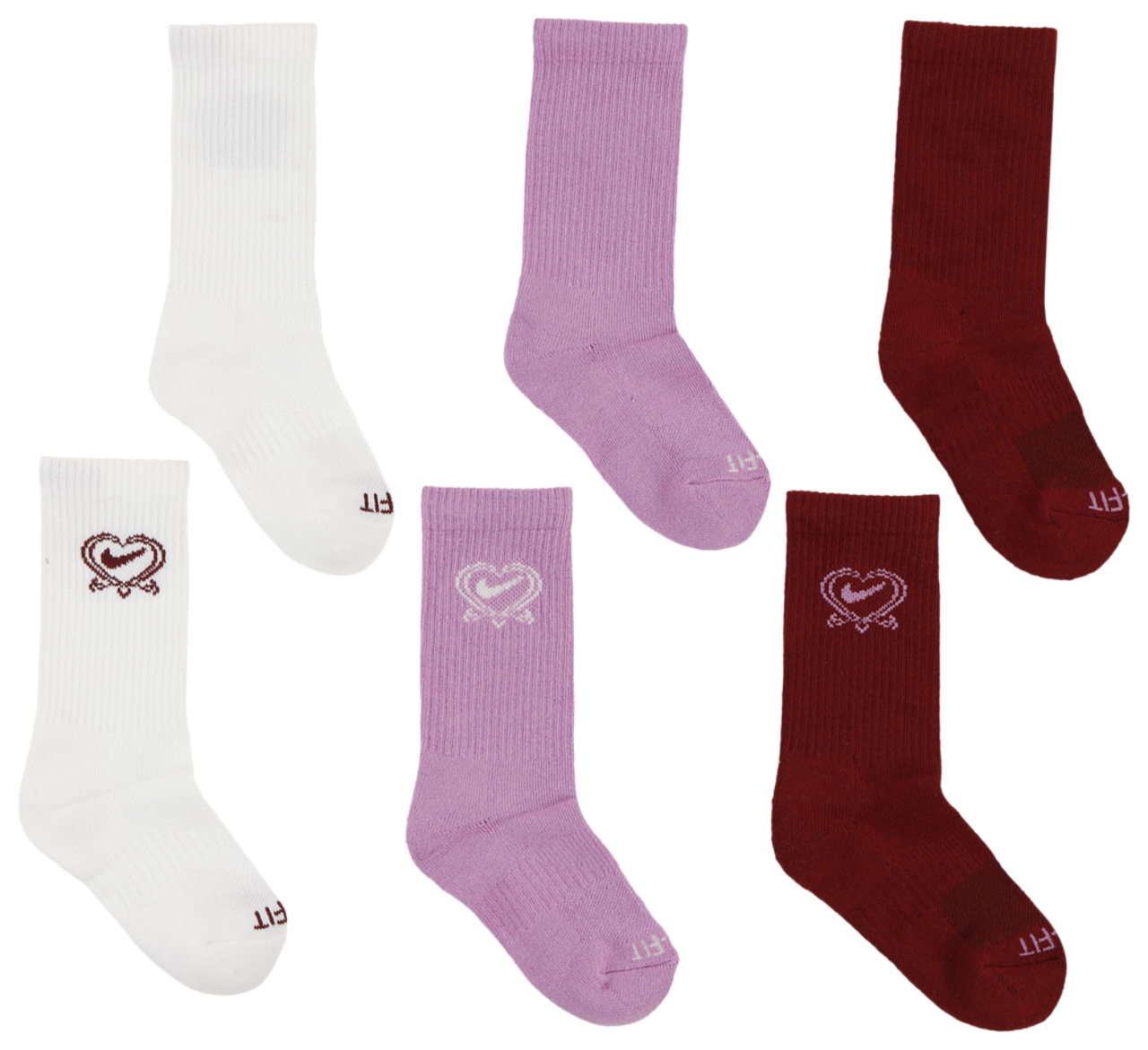 Nike Valentine's Day Crew Socks 3 Pack Image 4 of 4. Tap to open photo gallery.