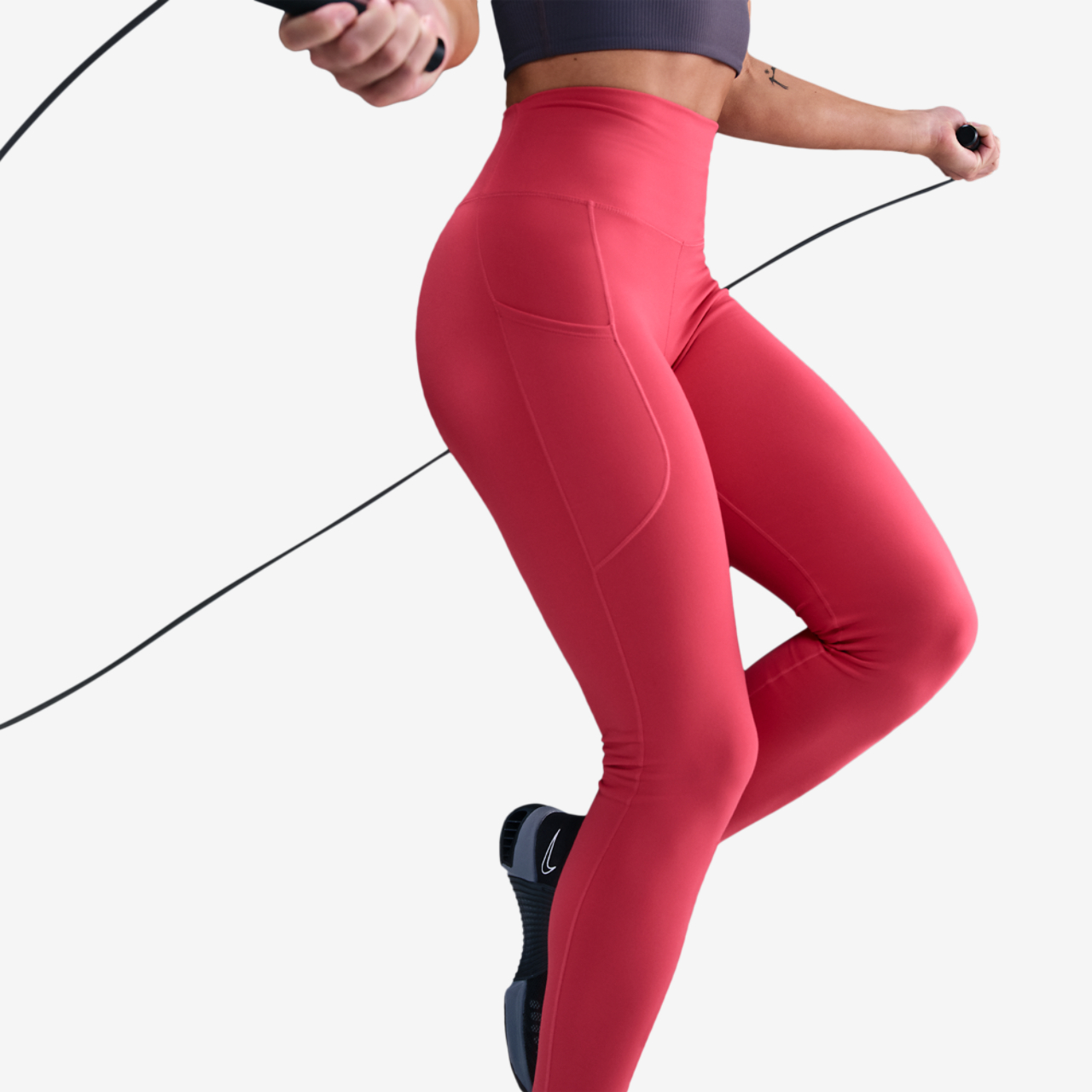 Nike Dri-FIT One High Rise 7/8 Pocket Tights Image 3 of 4. Tap to open photo gallery.