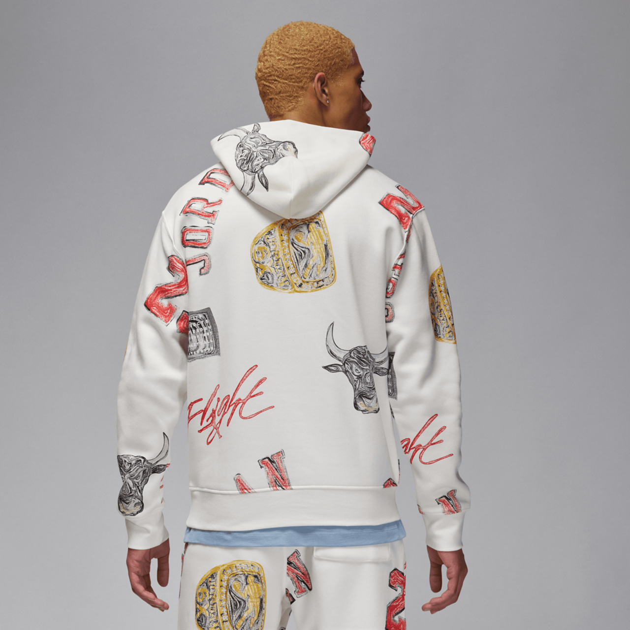 Jordan Essential AOP Fleece Pullover Hoodie Image 2 of 4. Tap to open photo gallery.