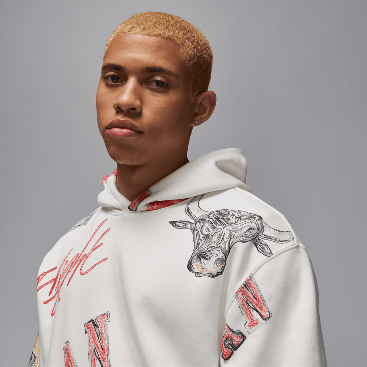 Jordan Essential AOP Fleece Pullover Hoodie Image 3 of 4. Tap to open photo gallery.