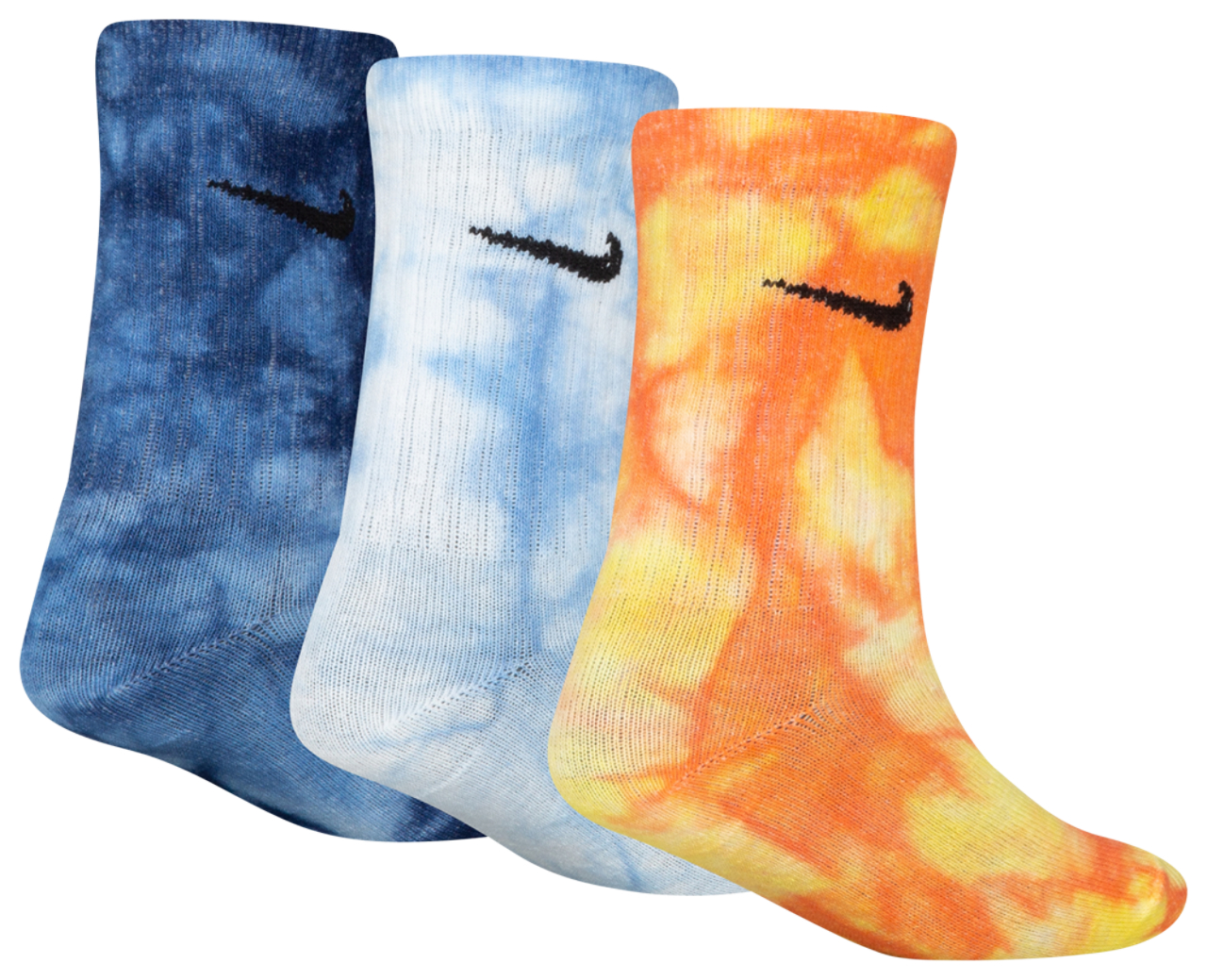 Nike Tie Dye Crew 3 Pack Socks Image 2 of 3. Tap to open photo gallery.