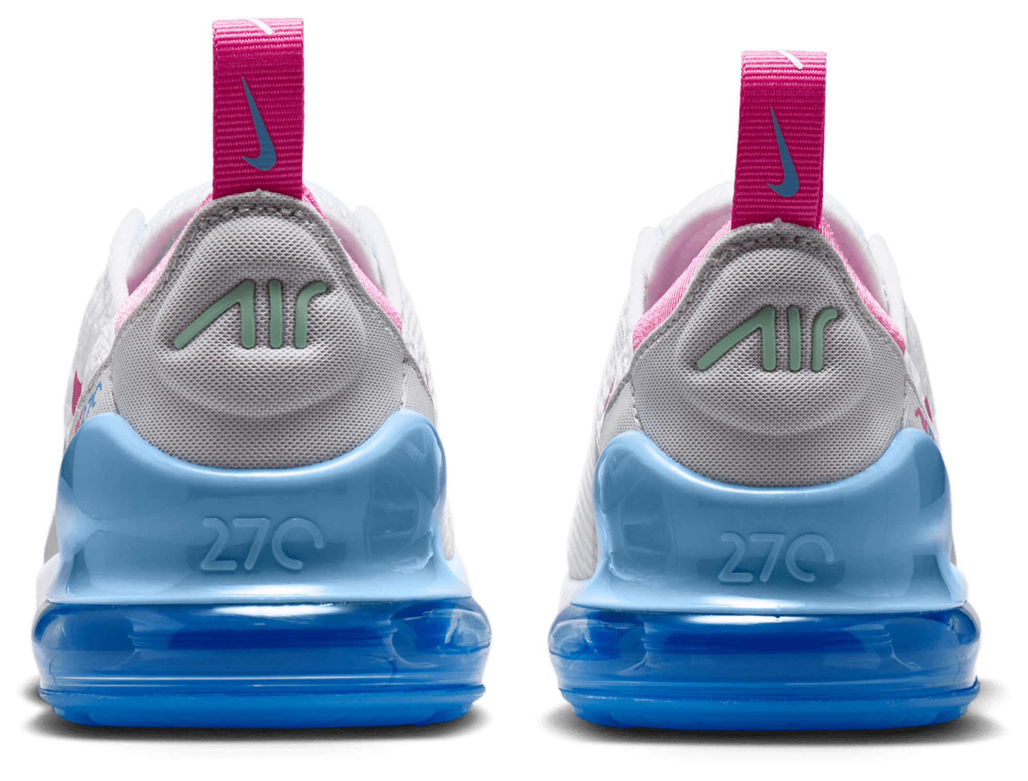 Nike Air Max 270 童款 - White/Pinksicle/Football Blue - Image 3