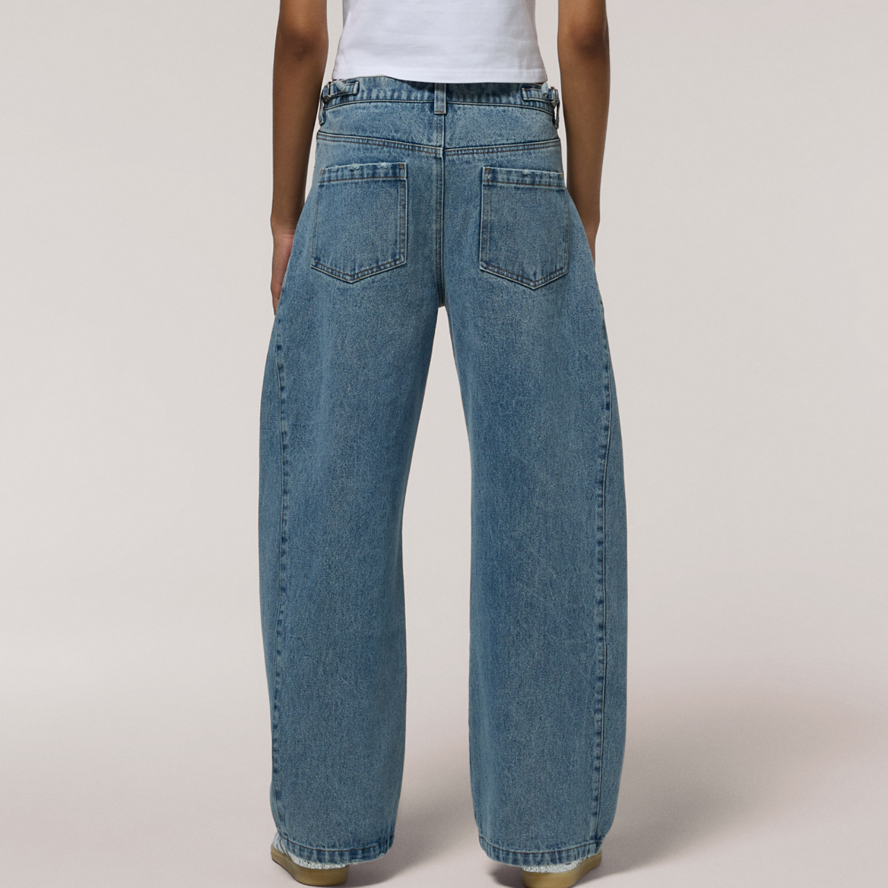 Cozi Denim Barrel Pants Image 2 of 10. Tap to open photo gallery.