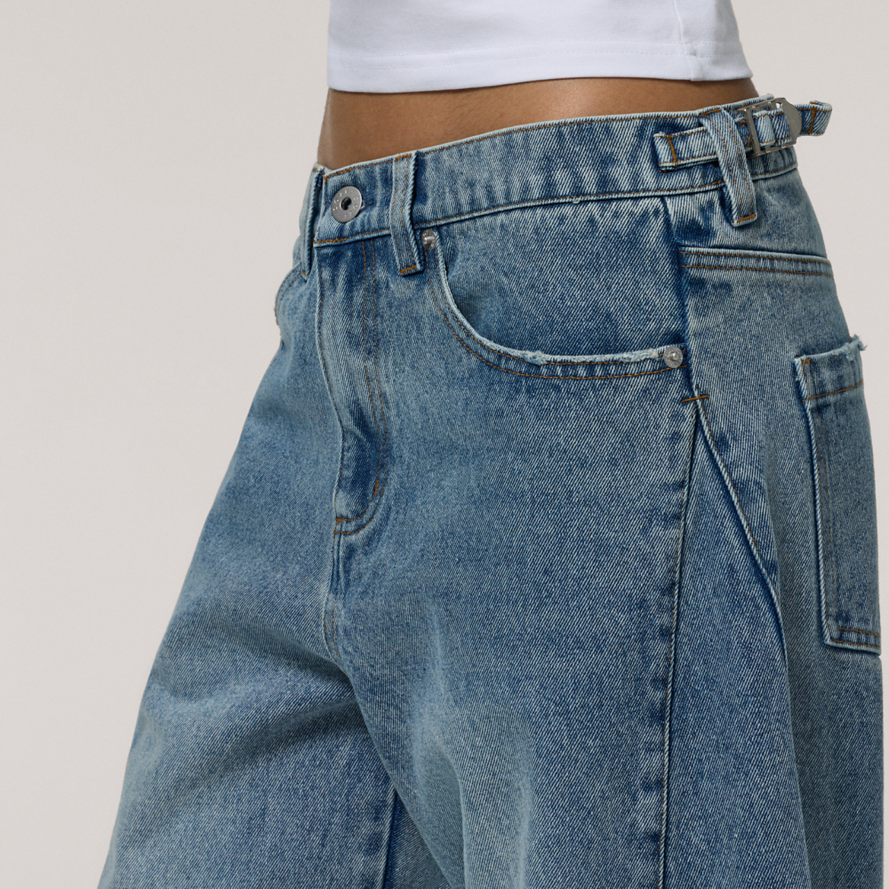 Cozi Denim Barrel Pants Image 3 of 10. Tap to open photo gallery.