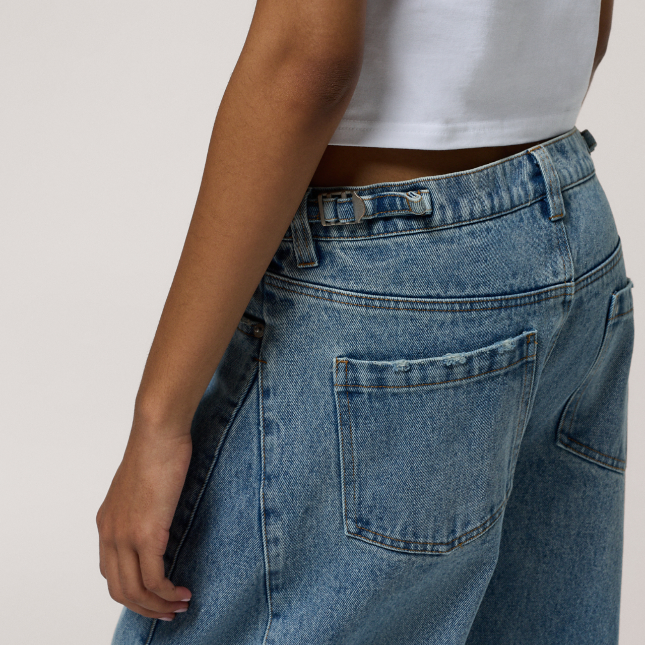 Cozi Denim Barrel Pants Image 4 of 10. Tap to open photo gallery.