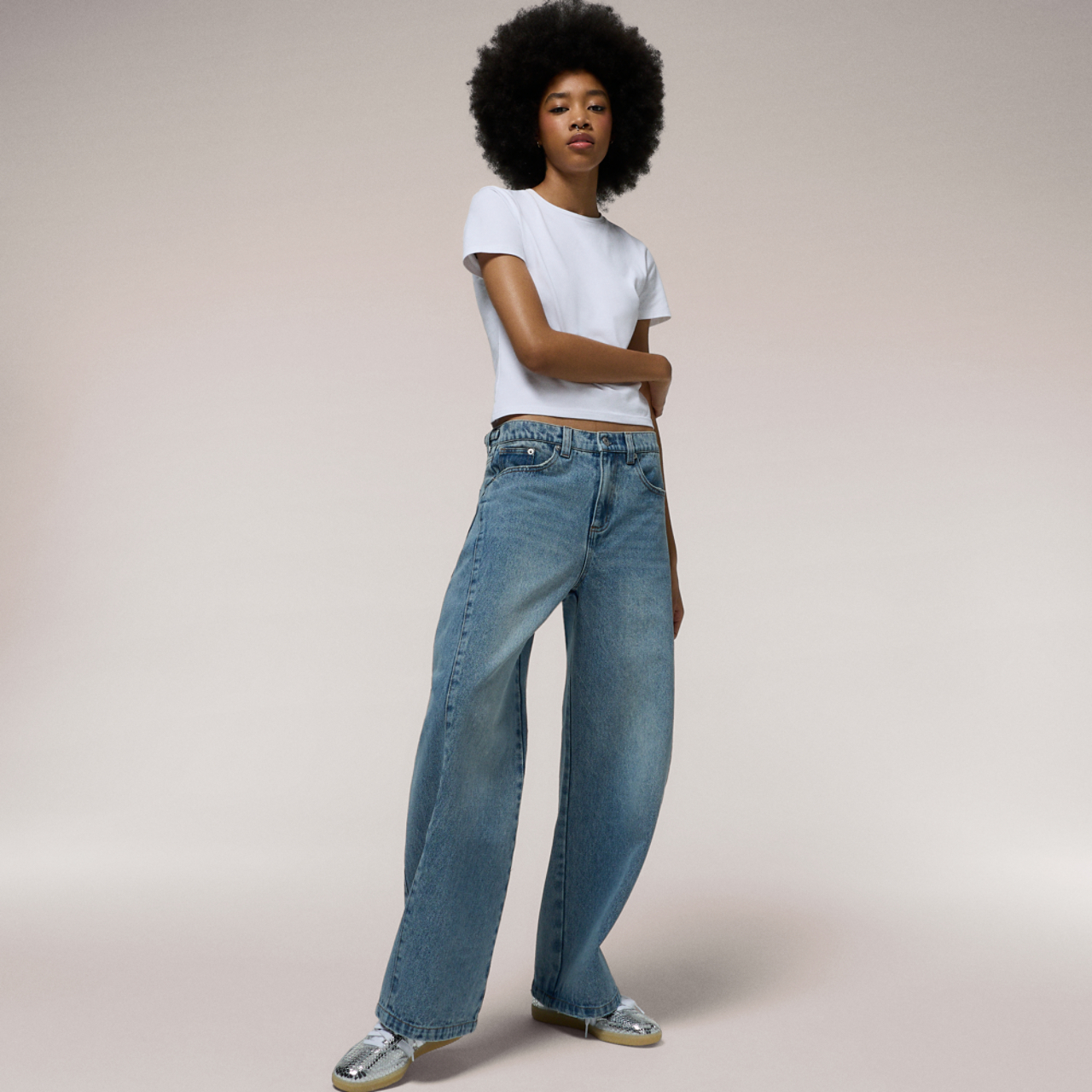 Cozi Denim Barrel Pants Image 5 of 10. Tap to open photo gallery.