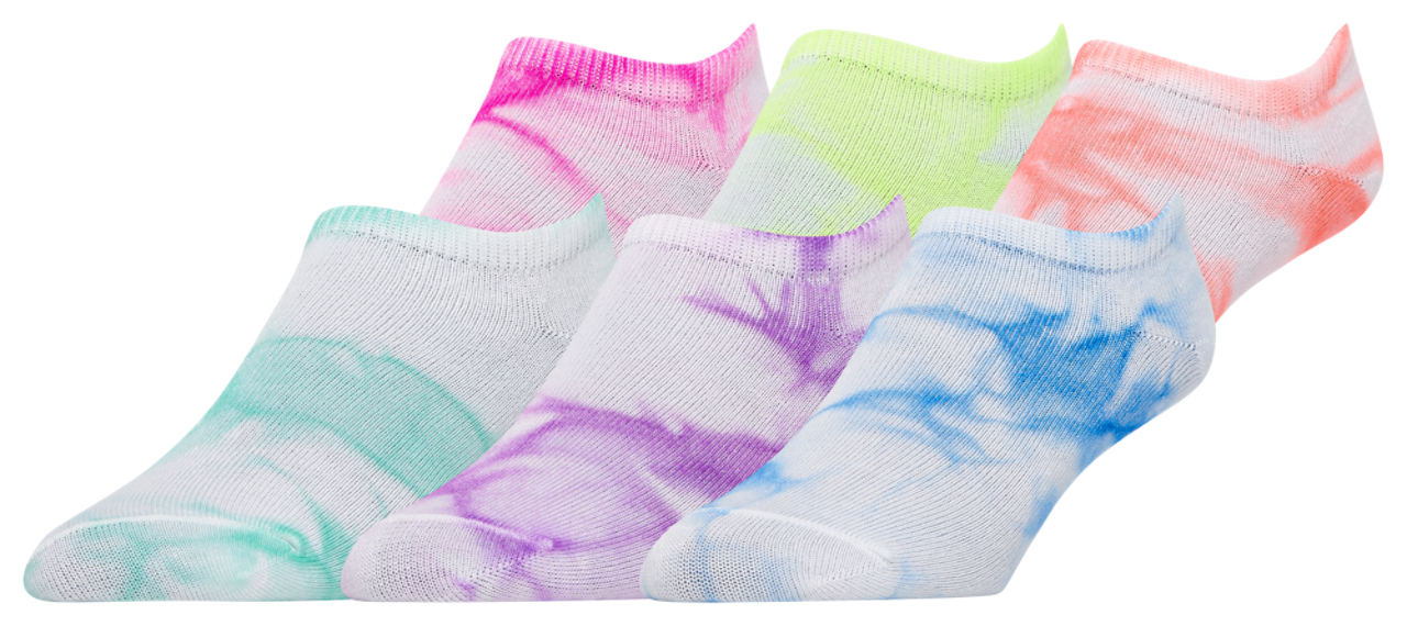 CSG 6 Pack Bright Tie-Dye No Show Socks Image 2 of 8. Tap to open photo gallery.