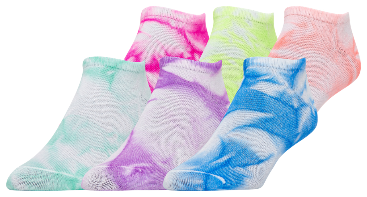 CSG 6 Pack Bright Tie-Dye No Show Socks Image 2 of 8. Tap to open photo gallery.