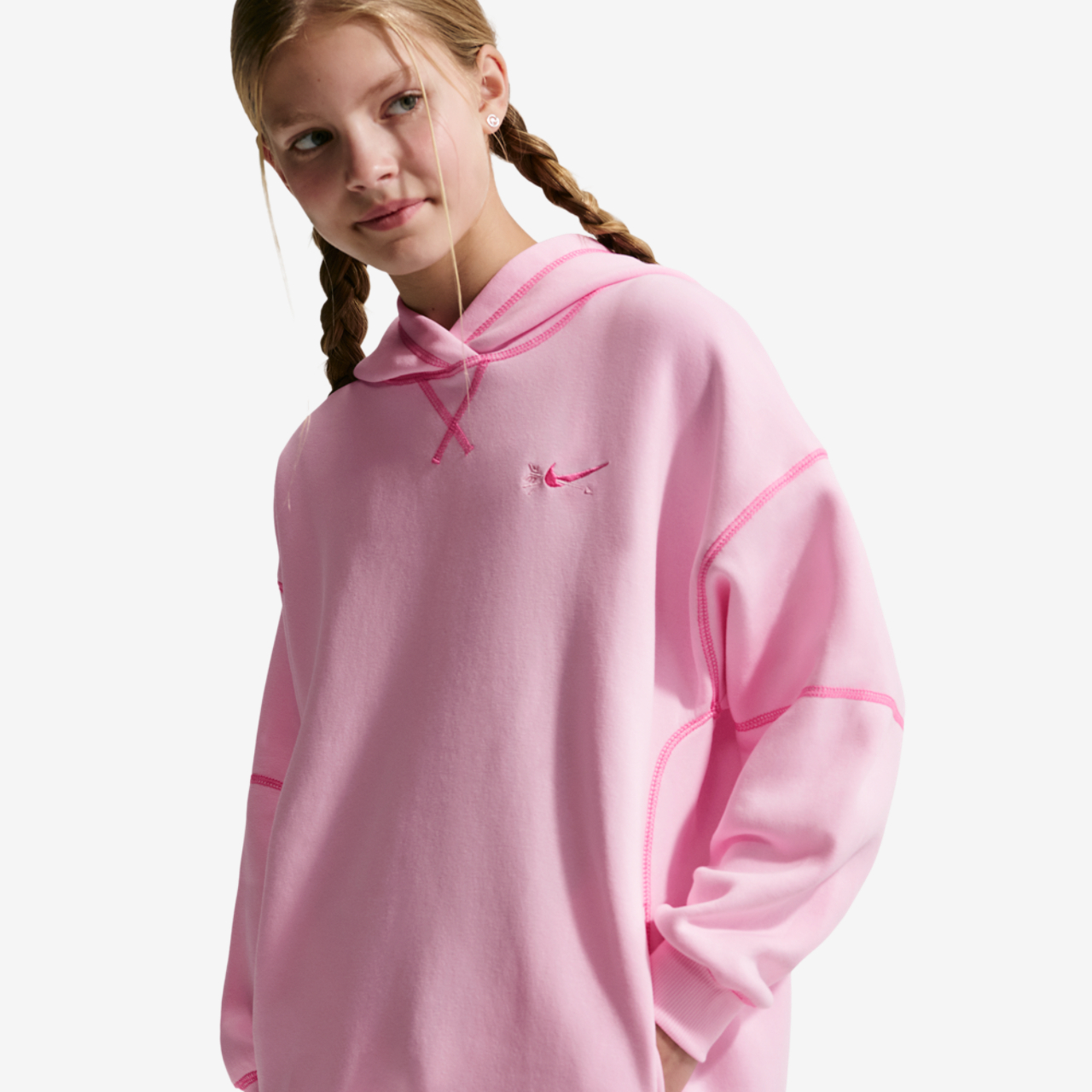 Nike NSW Club Fleece OS Pullover Hoodie Image 1 of 4. Tap to open photo gallery.