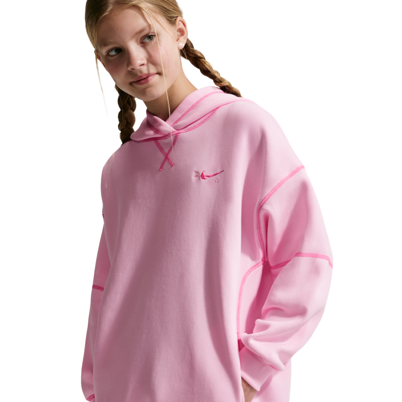 Nike NSW Club Fleece OS Pullover Hoodie Image 1 of 4. Tap to open photo gallery.