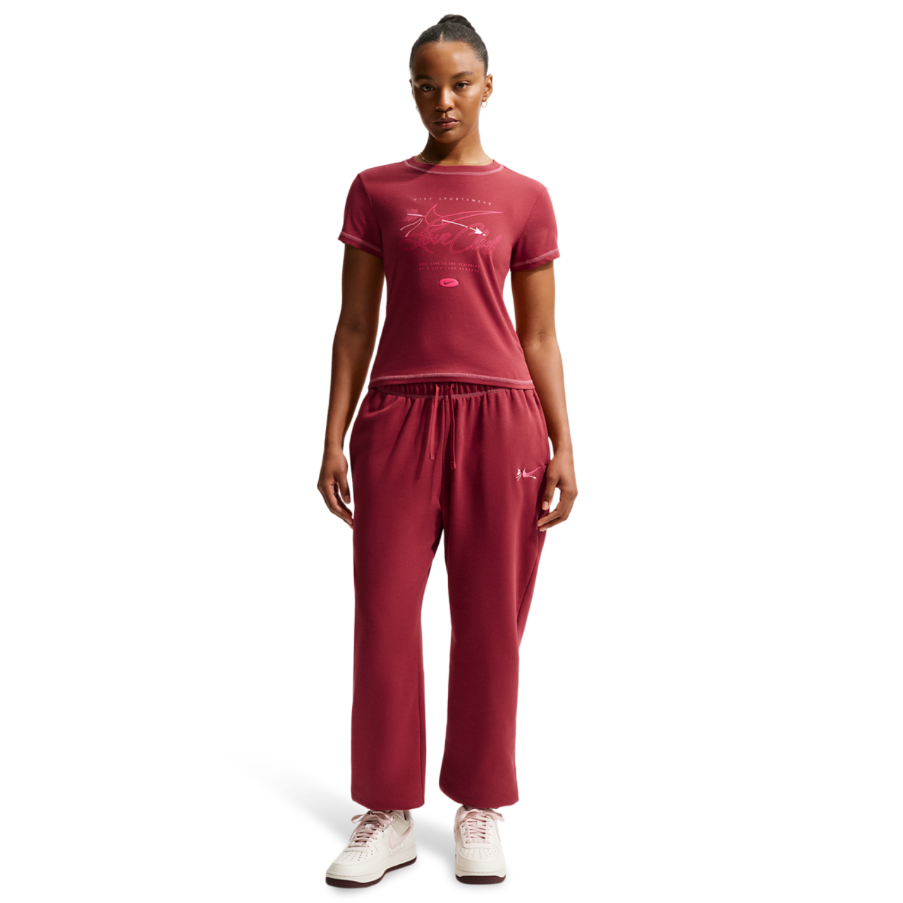 Nike NSW Club Fleece Mid Rise OS Vday Pant Image 3 of 4. Tap to open photo gallery.