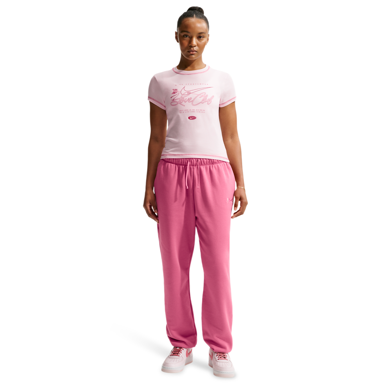 Nike NSW Club Fleece Mid Rise OS Vday Pant Image 3 of 4. Tap to open photo gallery.