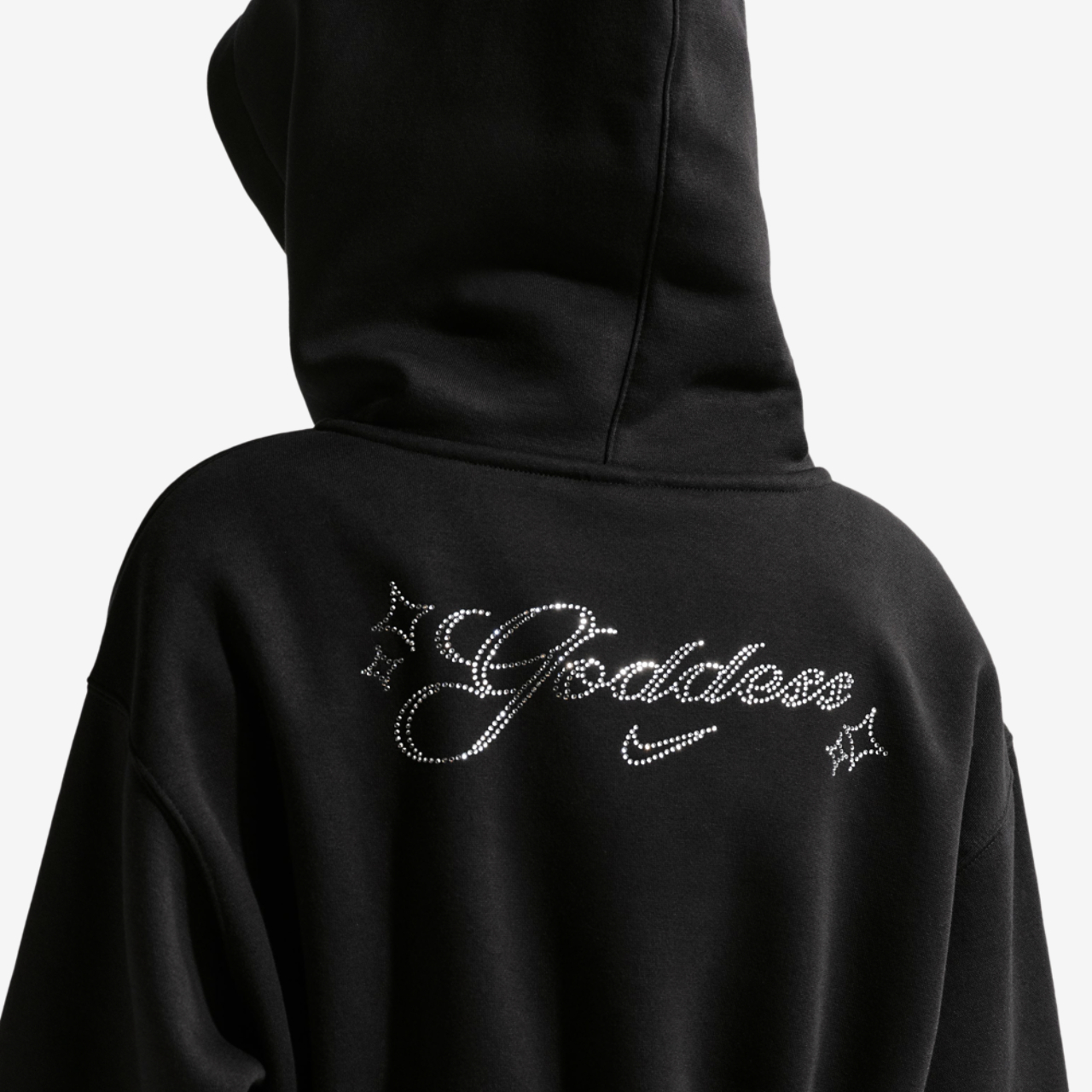 Nike NSW Phoenix Fleece Bling Crop Full-Zip Hoodie Image 2 of 3. Tap to open photo gallery.
