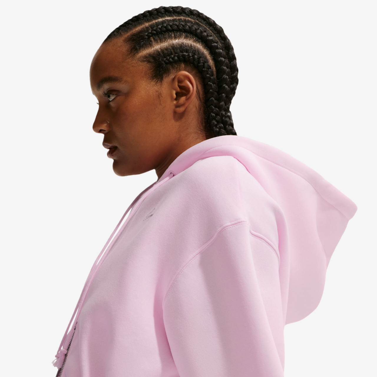 Nike NSW Phoenix Fleece Bling Crop Full-Zip Hoodie Image 3 of 3. Tap to open photo gallery.