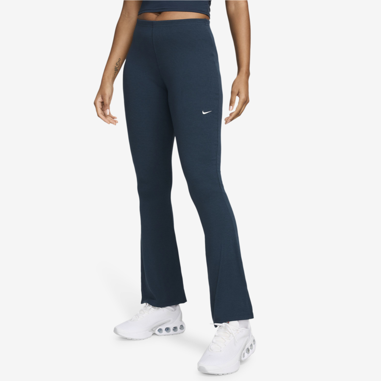 Nike NSW Chill Knit Mediun Rib Flare Pant Image 1 of 5. Tap to open photo gallery.