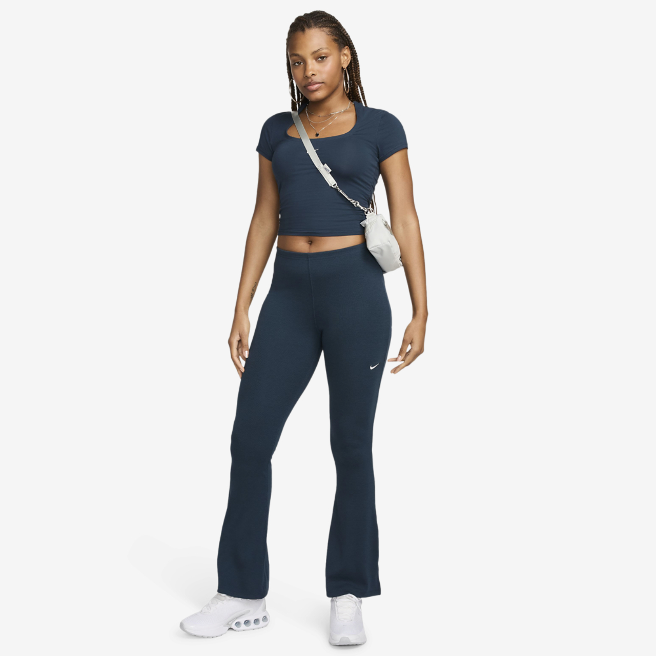 Nike NSW Chill Knit Mediun Rib Flare Pant Image 5 of 5. Tap to open photo gallery.