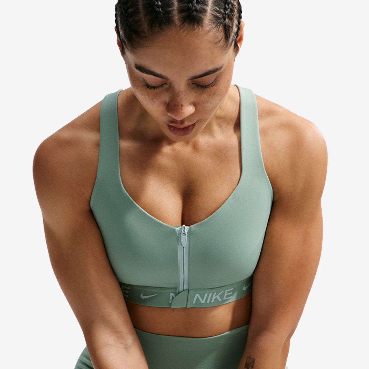 Nike Indy High Support Zip Bra Image 1 of 5. Tap to open photo gallery.