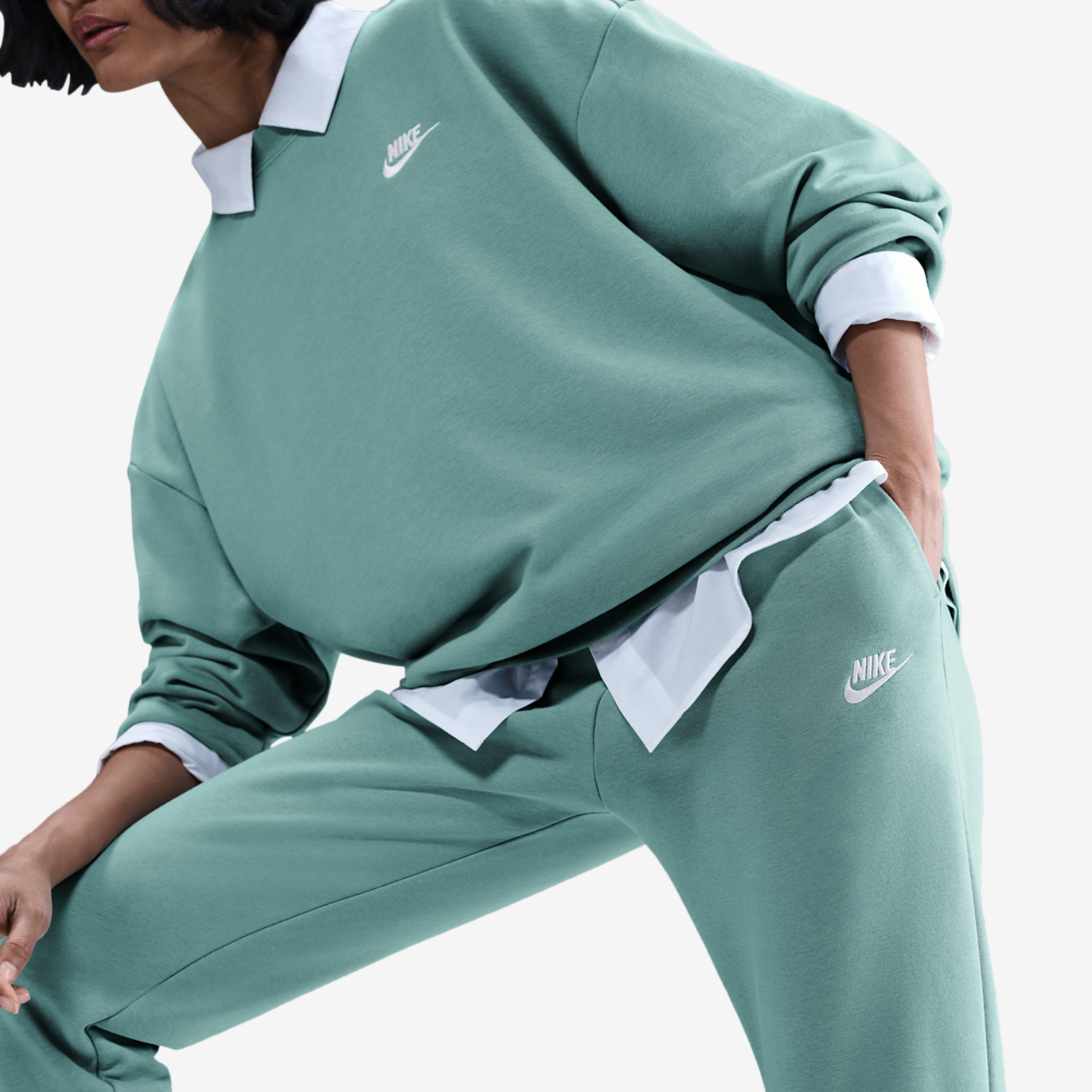 Nike NSW Club Fleece Mid Rise Pant Image 3 of 3. Tap to open photo gallery.