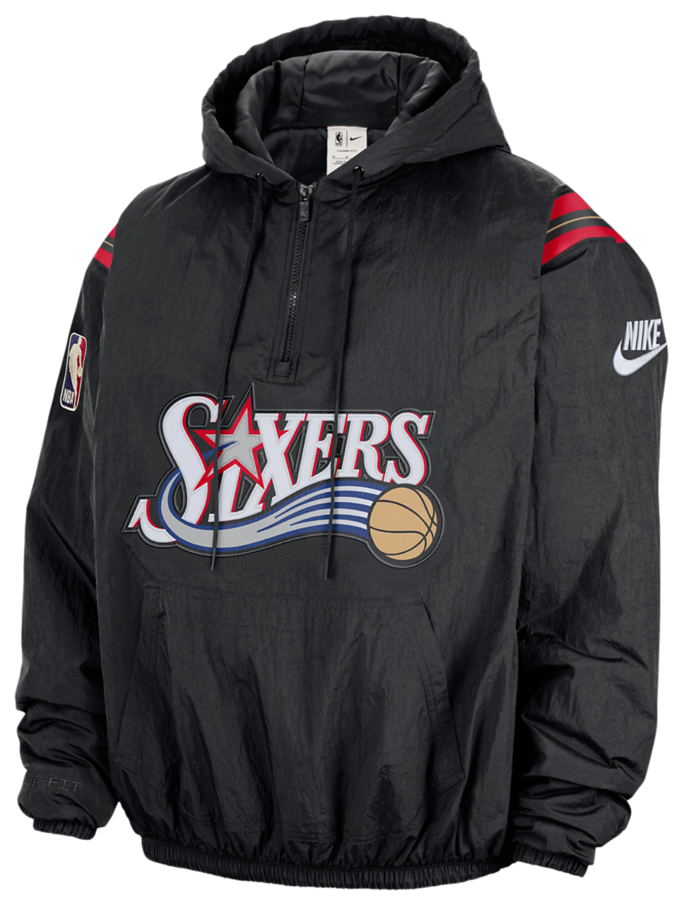 Nike 76ers Woven LND Half-Zip Hoodie Image 1 of 3. Tap to open photo gallery.