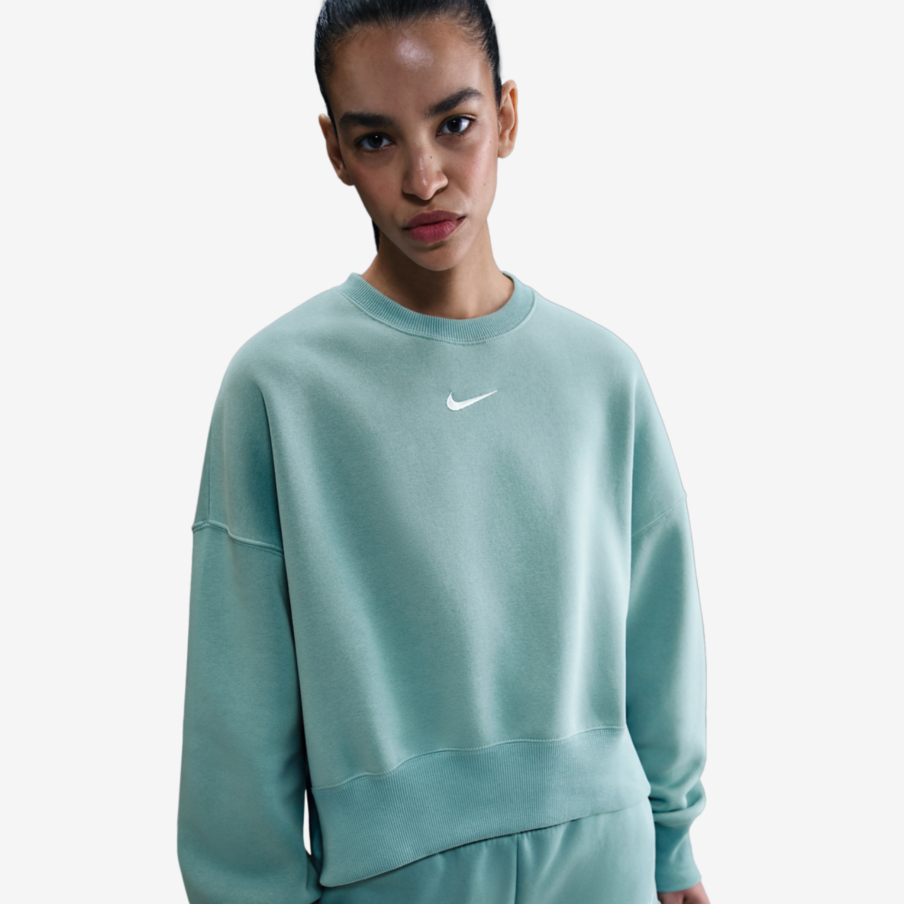 Nike NSW Style Fleece Crew OOS Image 1 of 3. Tap to open photo gallery.