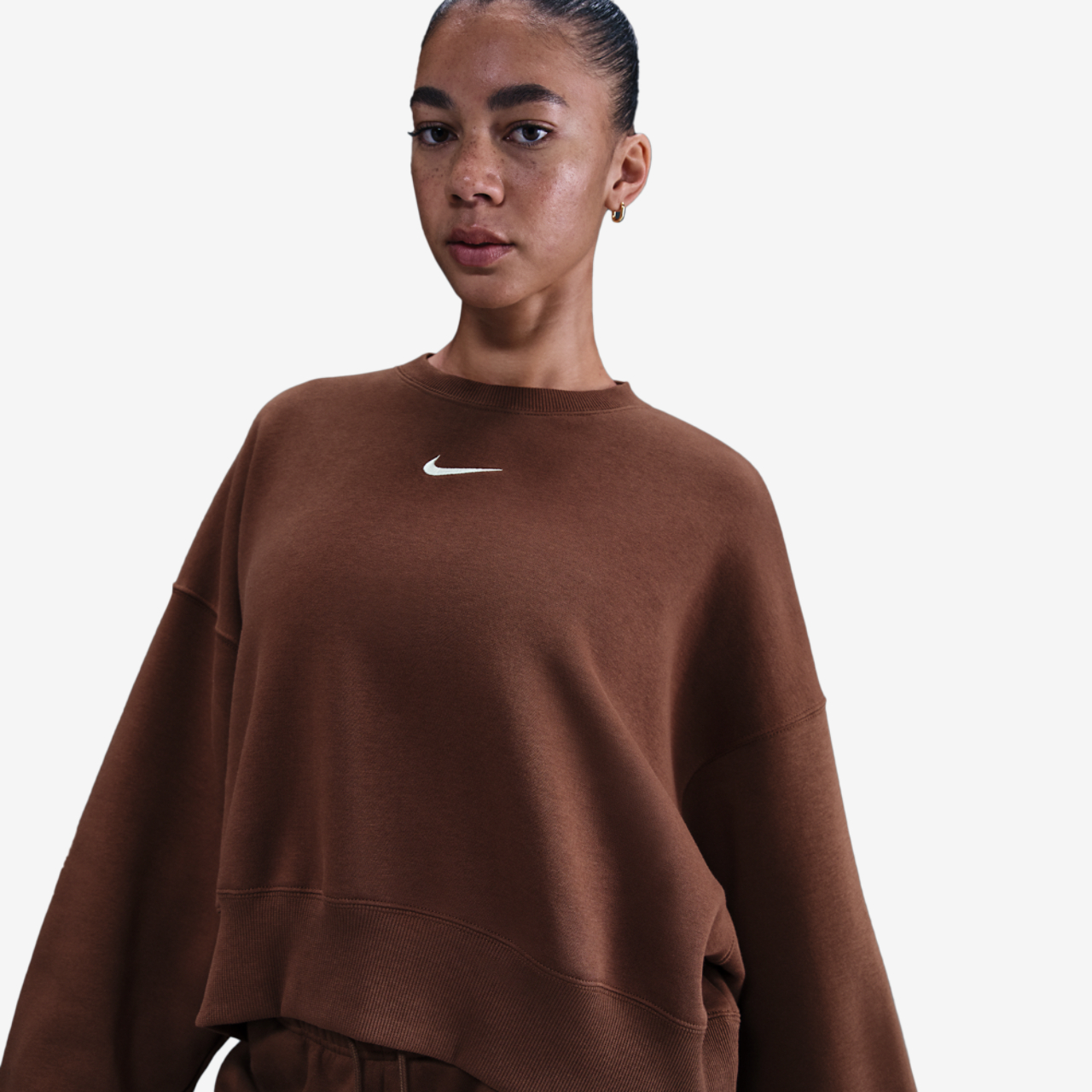 Nike NSW Style Fleece Crew OOS Image 1 of 3. Tap to open photo gallery.