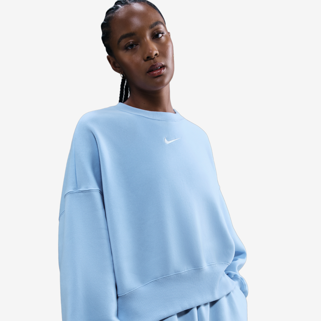 Nike NSW Style Fleece Crew OOS Image 1 of 5. Tap to open photo gallery.