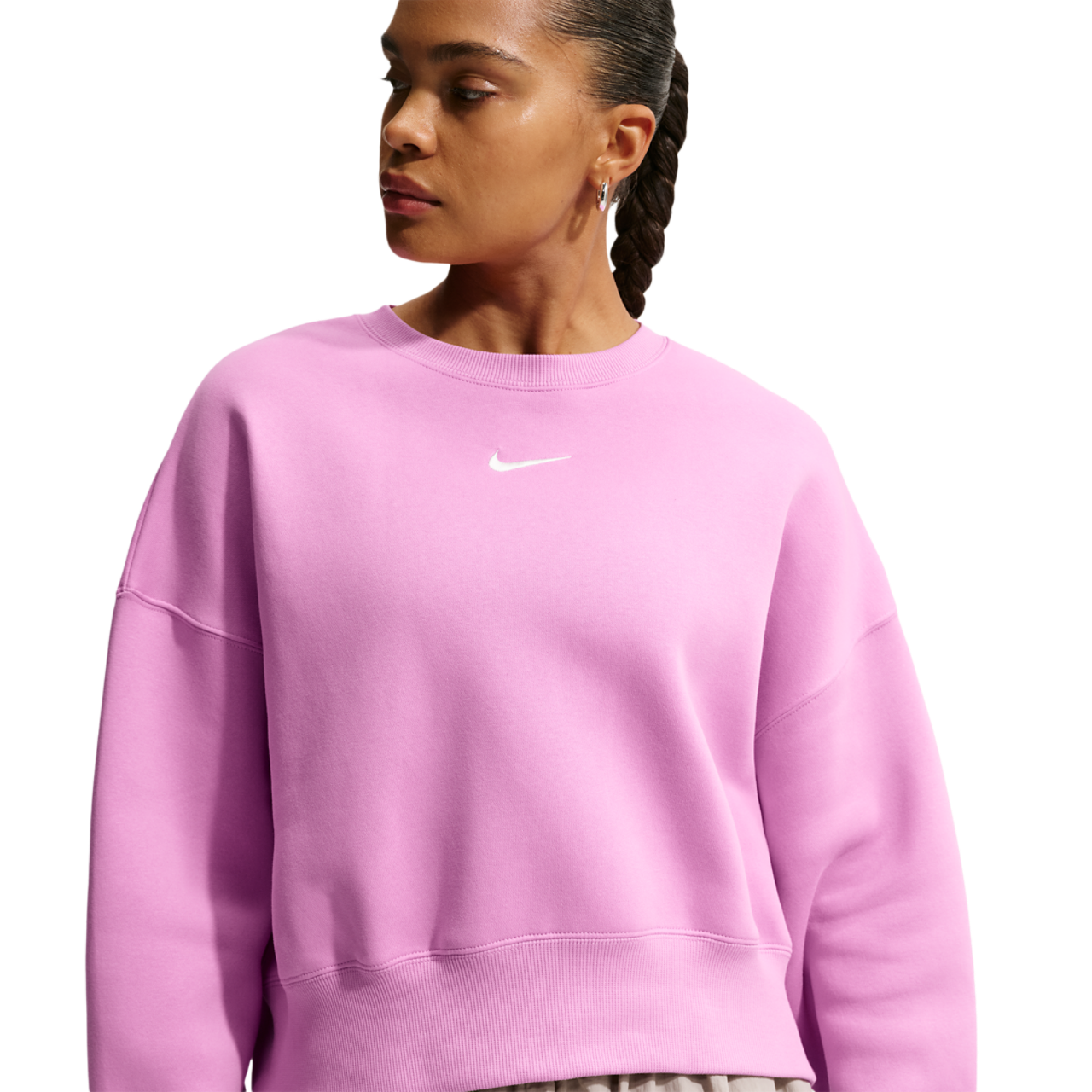 Nike NSW Style Fleece Crew OOS Image 1 of 4. Tap to open photo gallery.
