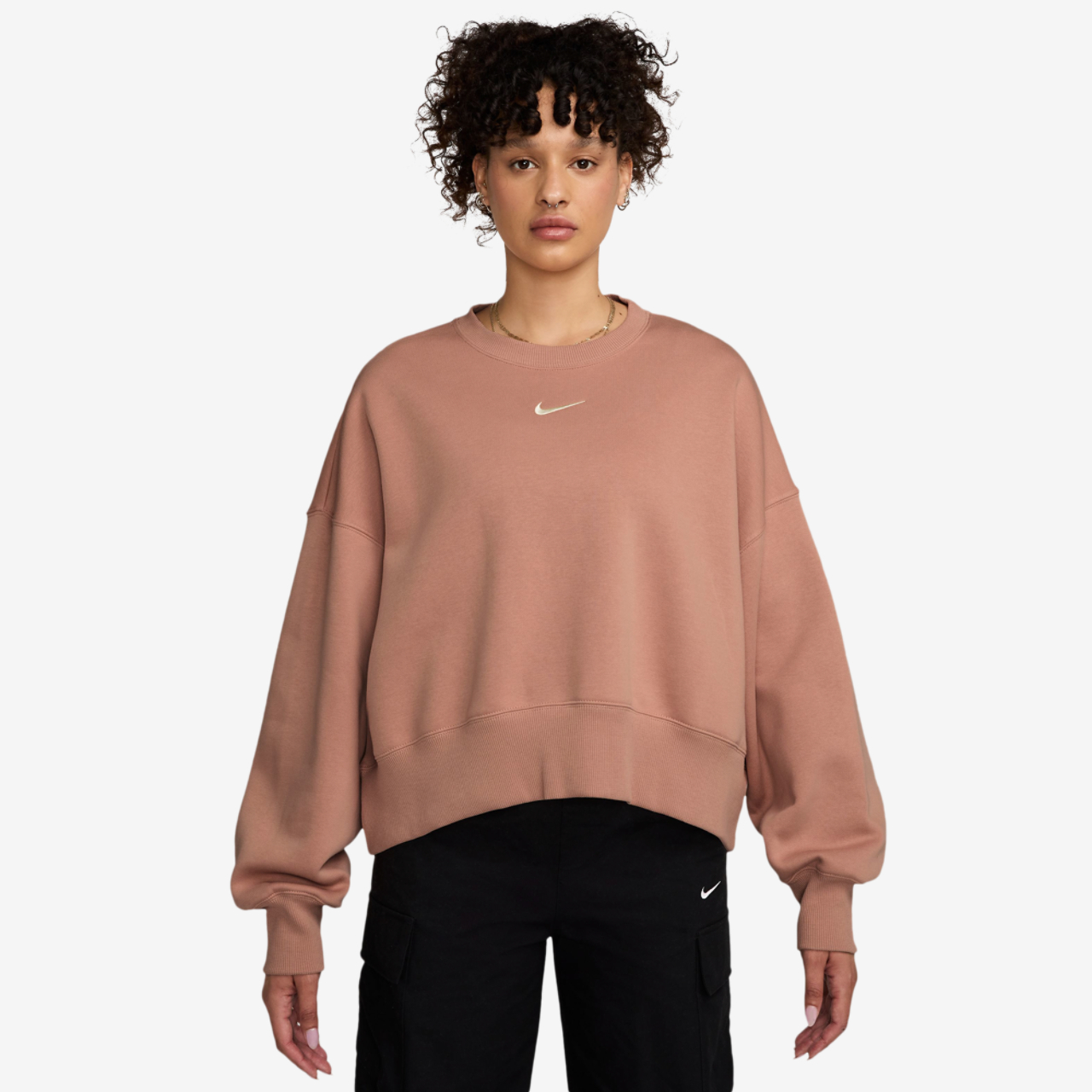 Nike NSW Style Fleece Crew OOS Image 1 of 3. Tap to open photo gallery.