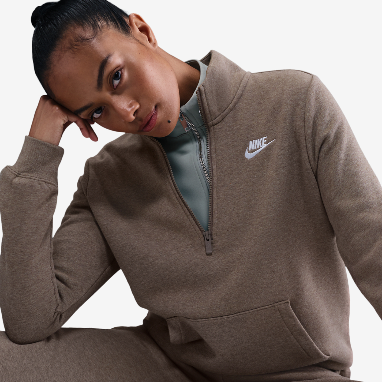 Nike NSW Club Fleece Quarter Zip Image 3 of 5. Tap to open photo gallery.